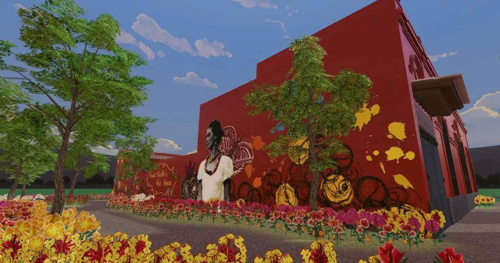 Maison rouge en l'honneur de Frida Kahlo dans Décentraland